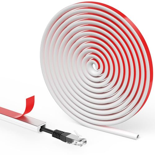 Flintronic 2M White PVC Self-Adhesive Cable Cover, 14x10mm, Semi-circular Side Opening, Flexible Cord Cover for HDMI, USB, Power, Network Cables