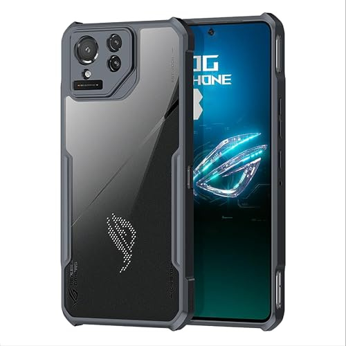 GIOPUEY Hülle für Asus ROG Phone 9, Hart-PC + Weiche TPU Abdeckung, Hohe Transparenz, Klar Handyhülle, Luftpolster Anti-Drop, Kein Vergilben - Black