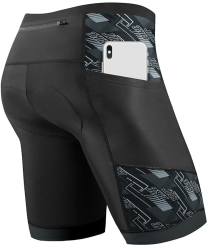 Cycorld Radlerhose Herren mit Sitzpolster 4D, Radhose Herren Fahrradhose Atmungsaktiv Elastische und Schnelltrocknend Bike Hose (Schwarz, L)