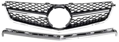Auto Kühlergrill Für Benz C Klasse W204 C63 Für AMG 2008 2009 2010 2011 Tuning Grills Front Stoßstange Kühlergrill Haube Grill Front Kühlergrille(Silber)