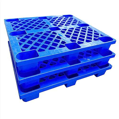 Blaue Lagerpalette, 100 x 100 cm, Frachtpalette mit abgerundeten Ecken für verbesserte Schlagfestigkeit, ideale Logistiklösung für sicheren Transport und Reduzierung von Kollisionen.