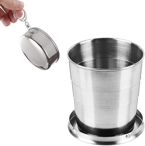 Doukesh 250ML Collapsible Cup Stainless Steel Foldable Cup Camping Cup Telescopic Mug Camping Mug for Outdoor Traveling Hiking Camping Picnic