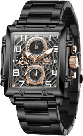 OLEVS Herrenuhren Lederarmband Chronograph Japanische Quarz Herren Uhr mit Datum Wasserdicht Klassische Elegantes Armbanduhr Herren Geschenk