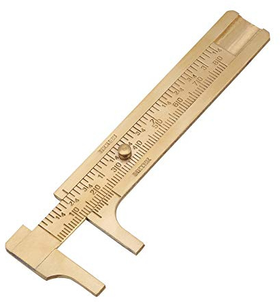 Uadme Schieblehre Analog Feststellschraube, Vintage Messschieber Analog aus Messing, Metrische Imperiale Doppelskalen (80mm)
