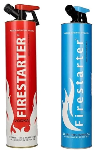 2 Flaschen Firestarter Mix a 700ml (1x Vodka rot + 1 x Gin blau) in Feuerlöscherbehälter a + Space Riegel von Onlineshop Bormann