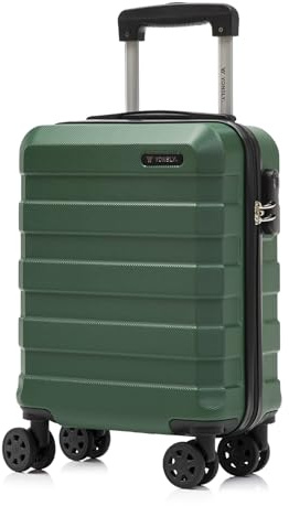 YONSLY Trolley Reisekoffer, Rollkoffer Handgepäck, Travel Suitcase Hartschalenreisekoffer mit 4 Rollen 360°, Zahlenschloss, Weicher Gummigriff (S, Dunkelgrün)