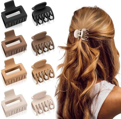 Aucuu Haarklammer Klein 8 Stück, Klauen Haarspangen, Mittelgroße Claw Clip, Small Hair Clip, Rutschfeste Haarspange, Haarspangen Damen für Dünnes Dickes Haar, Haarstyling-Zubehör für Frauen Mädchen