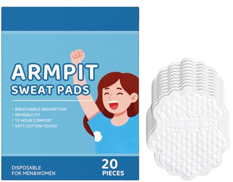 Armpit Sweat Pads – 20 Pc Microfiber Polyurethane Film Non-Woven Charcoal Fiber 46g | Underarm Pads, Invisible Sweat Absorbers, Comfort Fit Breathable Protection For Travel