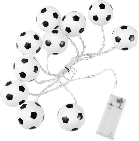ELEOUTI Fußball LED Lichterkette 10 Leds 15m Dekorative Fußball Lampe ohne Batterie Party und Innenbereichs Deko Wetterfestes Material