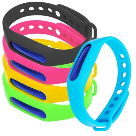 Bohrma 5 Set Mücken-Abwehrband, mücken armband Natürlicher Mückenschutz Bis 24 Monate, Wasserfest & Nachfüllbar, Gegen Mücken Zecken Wespen