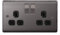 5 x BG Nexus Metal NBN22B - BLACK NICKEL Double Plug Socket 2 Gang 13 A Slimline