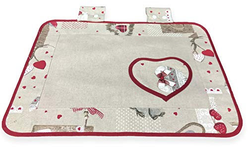Tex family Copriforno Universale 35x50 cm, Copertura Decorativa Forno in Tessuto Made in Italy, Lavabile, Bordo in Cotone ★ Alta qualità e Resistenza, Design Holly Rosso