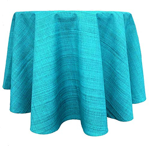 heimtexland ® Outdoor-Tischwäsche Meliert Garten Deko Tischdecke rund 145 Türkis Typ645