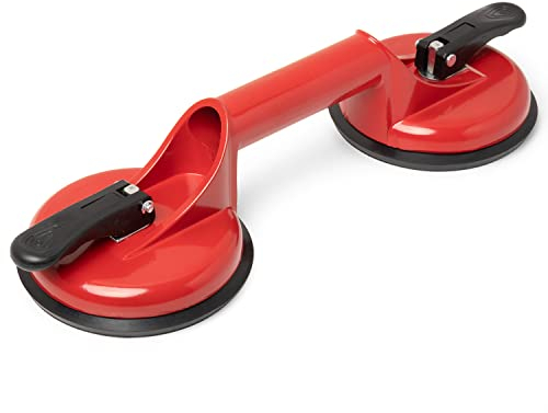 Saugheber Glassauger mit 2 Saugnäpfen in rot aus Aluminium bis 100kg Tragkraft Gummisauger Vakuumsauger