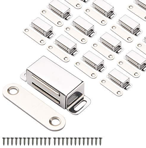 Schrankmagnete Mousike Schranktürverschluss für Küche Badezimmerschrank Kleiderschrank Schrankverschlüsse Schranktür Schubladenriegel (Silber 15er Pack)