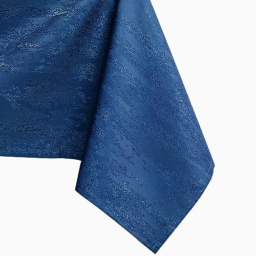 AmeliaHome 80x80 cm Tischdecke Tischtuch Tafeldecke Fleckschutz Lotuseffekt Abwaschbar Wasserabweisend Ornament Dunkelblau Vesta