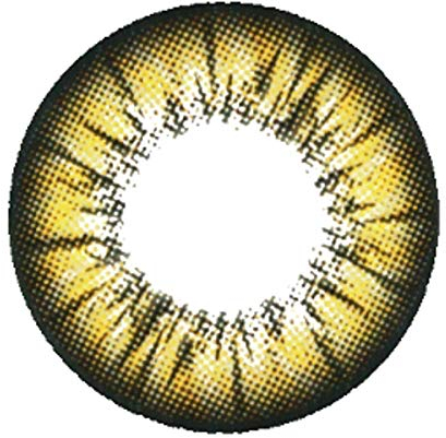 Matlens - Pro Trend Farbige Kontaktlinsen mit Stärke gelb yellow big eyes Manga MARS NPW-A32 2 Linsen 1 Kontaktlinsenbehälter 1 Pflegemittel 50ml