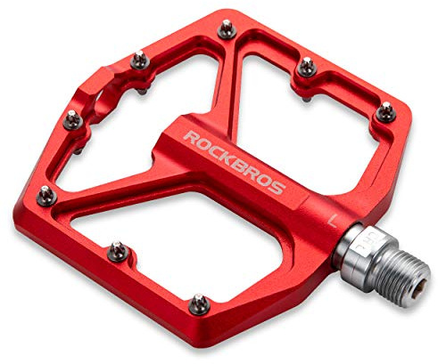 ROCKBROS Bike Pedals, Flat Aluminum 9/16 Sealed Bearing Lightweight Platform for Road Mountain BMX MTB Bike