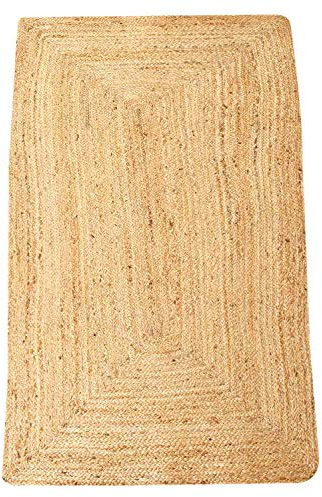 Casa Moro Jute Teppich Esha Natur 80 x 150 cm Rechteckig | Läufer im Boho-Style aus Naturfaser Handgeflochten | Boho Chic Wohn-Deko Natur-Teppich | MA6110