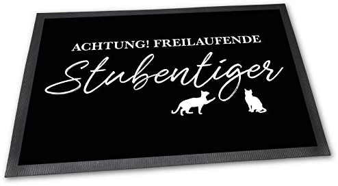 PfotenSchild Fußmatte mit lustigem Spruch - Stubentiger - 60 x 40 cm - Witziger Fußabtreter für Katzenmenschen Katzenbesitzer