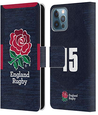 Head Case Designs Licenza Ufficiale England Rugby Union Posizione 15 2020/21 Giocatori Away Kit Custodia Portafoglio in Pelle Compatibile con Apple iPhone 12 / iPhone 12 PRO