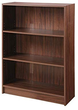 Timber Art Design Bookcase Storage Wall Mount Low Wide Storage Organiser Display Shelving Walnut Effect for Living Room Home Office Study Furniture (80 x 106 x 30 cm, Brown)