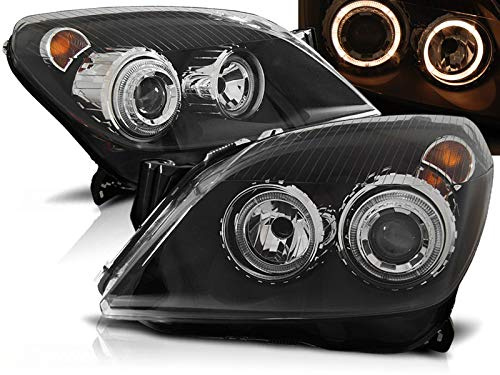 Frontscheinwerfer kompatibel mit Opel Astra H 2004 2005 2006 2007 2008 2009 GV-1464 Komplettsatz für Fahrer- und Beifahrerseite schwarz