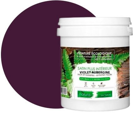 BOX DECO COULEURS Pintura de pared natural ecológica con aspecto de satén interior Natura – 1 L, morado berenjena