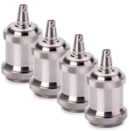 E27 Vintage Lampenfassung silber 4 Stück Lampensockel Deckenfassung Sockel für Hängeleucht Adapter