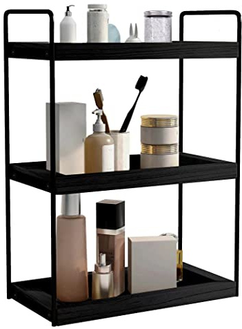 Dorhors 3 Tier Bathroom Counter Organizer,Countertop Bathroom Storage Shelf,Counter Tray and Vanity Organizer (Black)