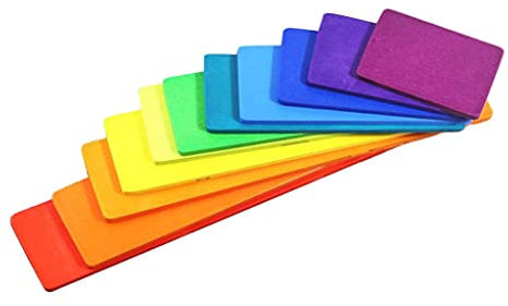 perfk Viele 11 Regenbogen Bausteine ​​aus Holz für Pädagogische