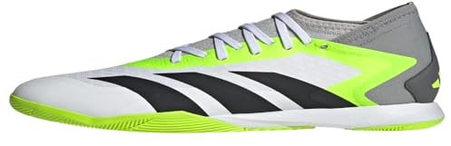 adidas Unisex Accuracy 3 Low Indoor Soccer Shoes Sneaker, White/Core Black/Lucid Lemon, 10 Women/9 Men