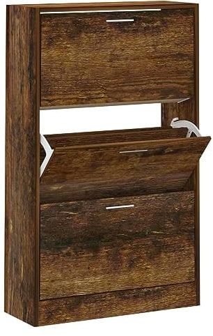 vidaXL Schuhschrank Schuhablage Schuhregal Schuhständer Schuhaufbewahrung Schuhkipper Schuhkommode Räuchereiche 63x24x103cm Holzwerkstoff