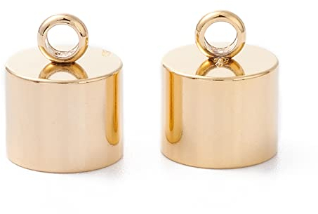 UNICRAFTALE 10 Pz estremità del Cavo della Colonna in Acciaio Inossidabile Cappucci Terminali Placcati in Oro 24K Reale 8 mm di Diametro Interno Cappucci estremità Liscia Terminatori Ricerca del Cavo