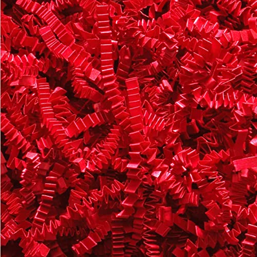 1kg - RED CRINKLE/ZIGZAG Shredded Paper Gift Packaging Festive Hamper Basket Filler