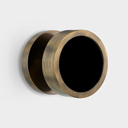 Pushka Home Modern Contemporary Antique Gold Internal Door Mortice Knobs with Acrylic Inserts (Black) (Pair of Handles for one Door)