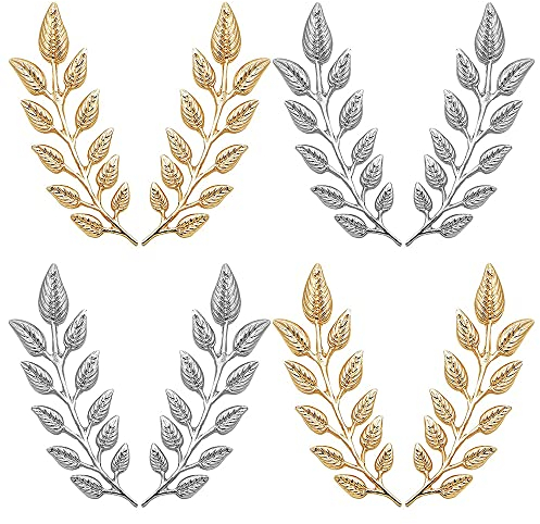 8 Pièces Costumes Broches et Accessoires, Broche en Forme de Feuille Argentée, Broche de Col de Chemise, Broche Double Feuille Dorée, pour Colliers, Pulls, Chemises, Accessoires