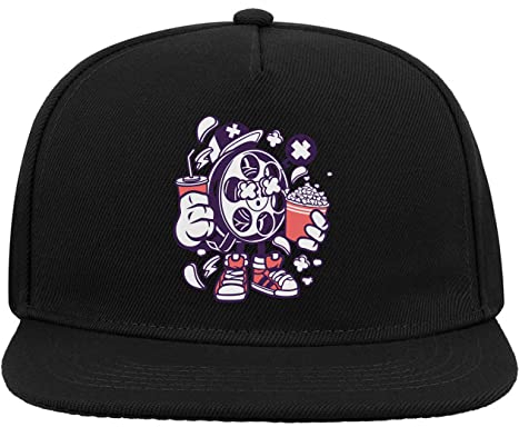 Movie Roll Popcorn Watch Movie and Chill 5-Panel-Baseballmütze mit flachem Visier und Snapback Schwarz
