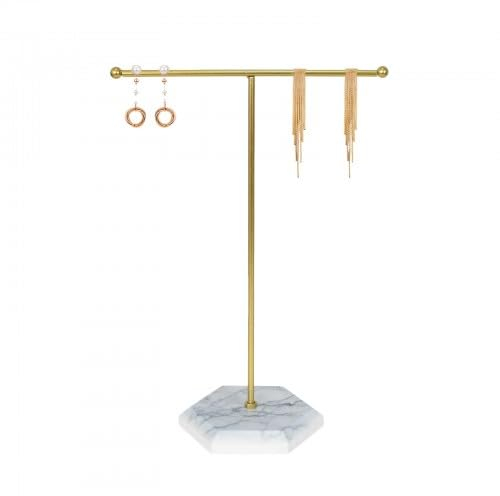 Schmuckständer, Metall T-Bar Schmuckhalter Ohrringständer, Halskettenständer Ohrstecker Präsentationsständer, Schmuck Organizer Ohrringhalter für Ohrringen, Ringen, Ketten, Uhren Armbändern (Weiß)