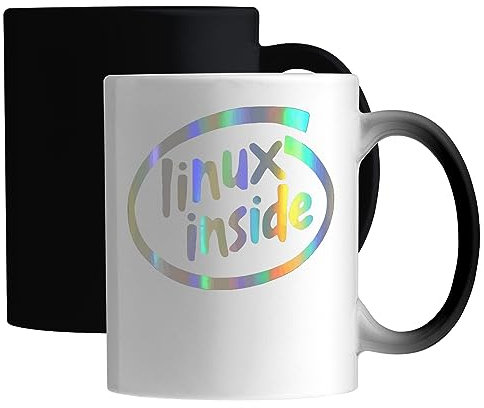 Linux Inside Tazza Magica in Ceramica Bianca