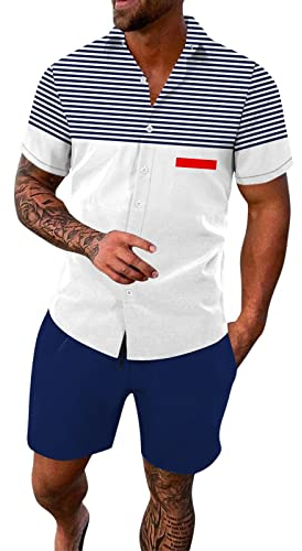 Herren Sommer Atmungsaktives Anti-Falten Zweiteiliges Atmungsaktives Volumen T-Shirt Shorts Set Stecknadel Anzug Activewear Sweatsuits Set Jogging Anzug Herren Set Herren-Jogginganzug Herren Set