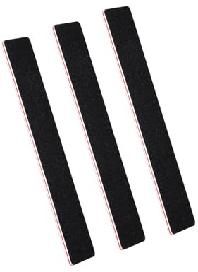 LNAUJS Paquete de 3 limas de uñas reutilizables con forma rectangular negra, herramientas de manicura de doble cara con grano 100/180 para salón en casa, estilo de uñas