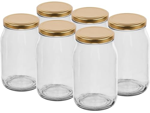 WYSKONT Gläser mit Deckel für Gläser - Einmachgläser mit Schraubdeckel 82 mm - Marmeladengläser - Einmachgläser 900 ml - Honiggläser - Gurkengläser – Einlegen - 16 Stück