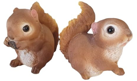 Aspinaworld Deko Eichhörnchen Figur isst einen Zapfen im 2 er Set 11 cm, Süße Eichhörnchen Figuren, Herbstfigur