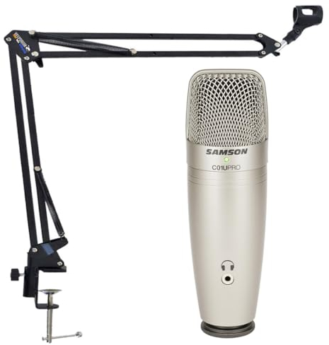 Samson C01U Pro USB Condenser Microphone + Keepdrum NB35 Articulated Arm Tripod