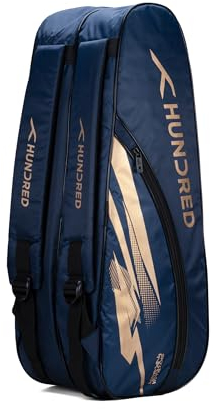 HUNDRED Cosmogear Badminton Kit-Tasche (Navy) Doppelter Reißverschluss | Tasche mit Reißverschlusstasche vorne | Material: Polyester | Gepolsterte Rückentragegurte | Leicht zu tragender Griff