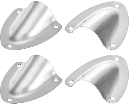sourcing map Marine Wire Cable Vent Cover, 4Pcs - Stainless Steel Clam Shell Hose Vent Cover, Transducer Mounting Plate for Boat Yacht (Silver, 2.24x2.17 Inch)