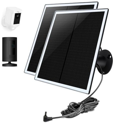 Solar Panel Charger for Ring Camera, Compatible with Ring Stick Up Cam Battery, Ring Spotlight Cam Battery, Not for Spotlight Plus/Pro, Waterproof, 6W Fast Charging, DC3.5mm Plug (Black)