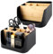 YAYODS 2 Stück Bambus Tisch Organizer - 5 Fächer Schreibtisch Organizer - Bambus Büro Organizer mit Stifthalter - Stifte Organizer - Schwarz Desktop Stationery Aufbewahrungsbox für Stifte, Haftnotizen