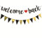 Glitzer Welcome Back Girlande mit Wimpel, Willkommen Zuhause Banner Schwarz,Papier Willkommen Zurück Girlande,Welcome Home Deko,Herzlich Willkommen Girlande für Einschulung, Klassenzimmer,Familie Deko